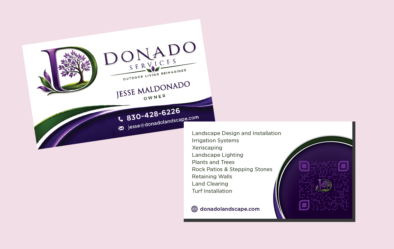 Donado Services Outdoor Living Reimagined Business Cards Created by Steel Toe Creative