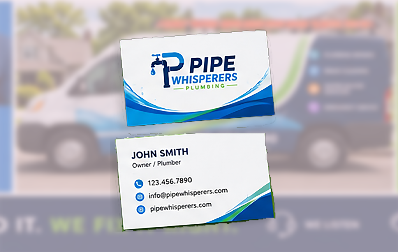 Pipe Whispers Plumbers Busimess Cards Created by Steel Toe Creative