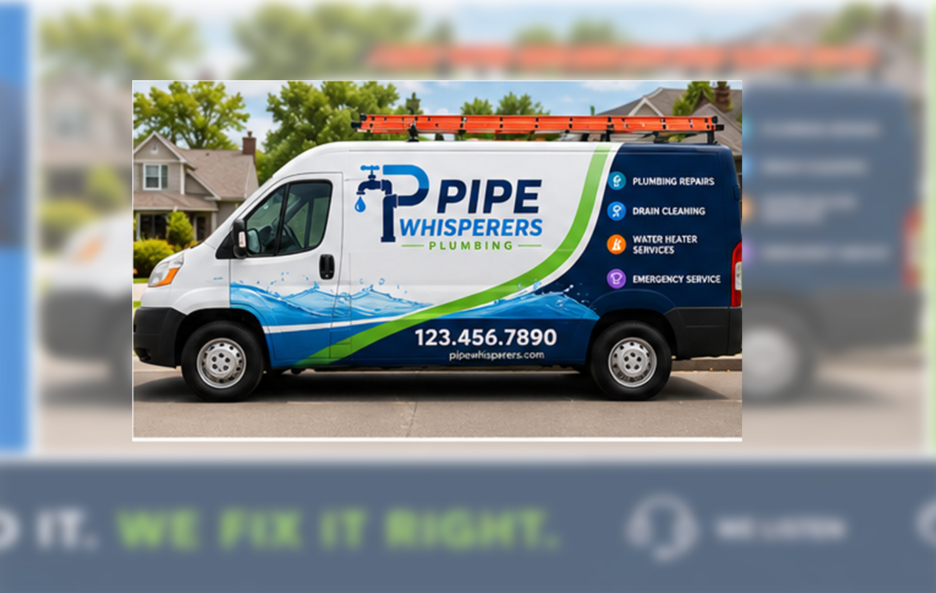 Pipe Whispers Plumbers Truck Wrap created by Steel Toe